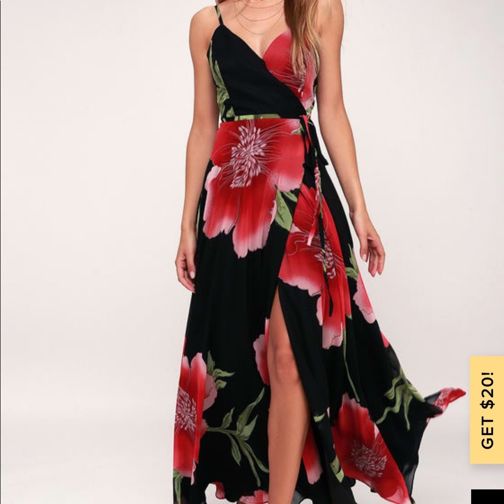 Lulus Blossoming Belle Floral Wrap Maxi